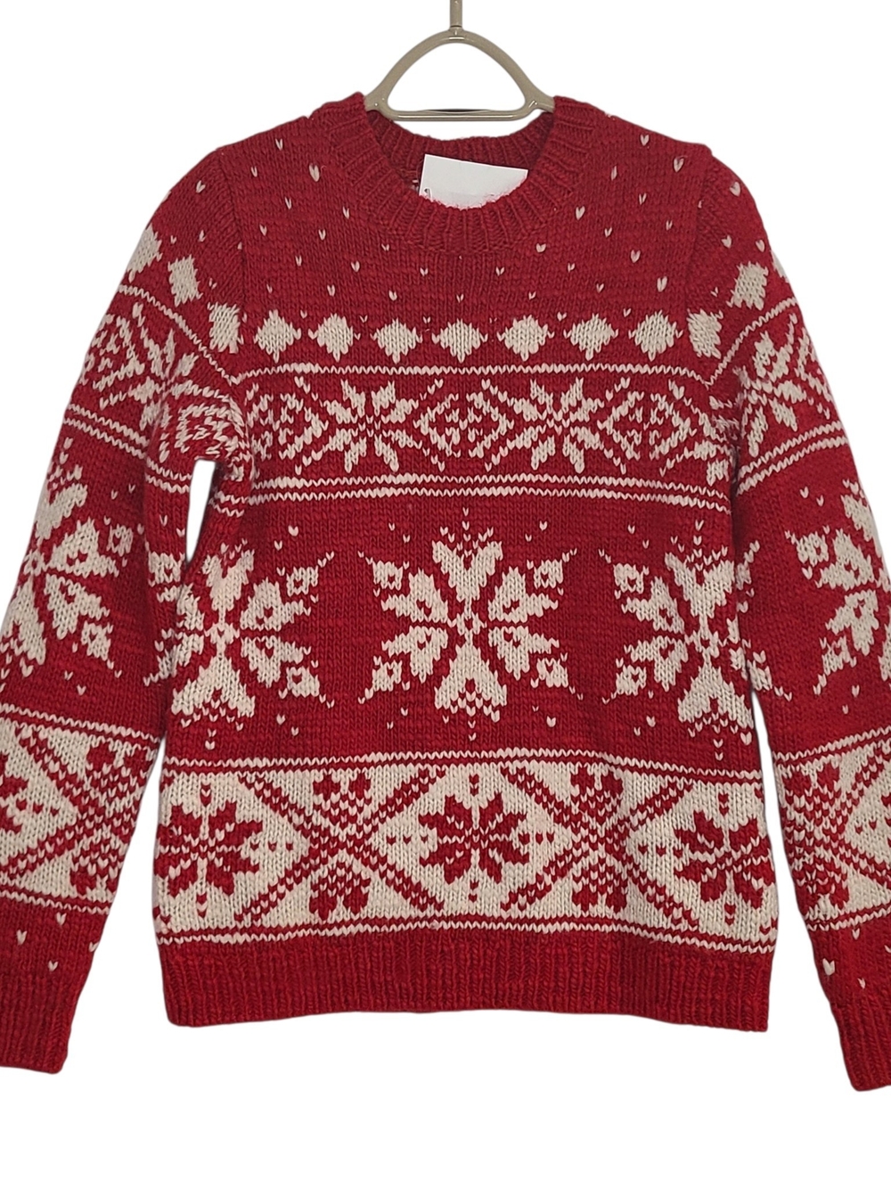 Lands' End Red Fair Isle Christmas Sweater Wool Blend Womens Small 6-8 Nordic